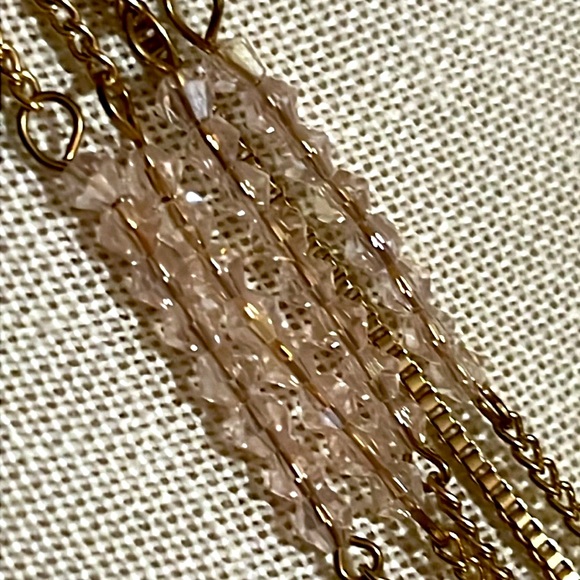 Vintage Pink Crystal & Multi Chain Necklace. - Picture 3 of 7